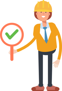 Kadın Mühendis Karakteri Deneme İşareti Gösteriliyor