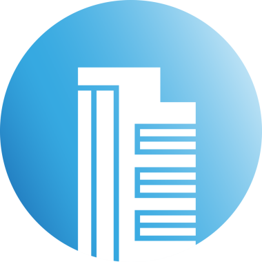 Mavi Çember Tuşlu Şehir Skyline Binası