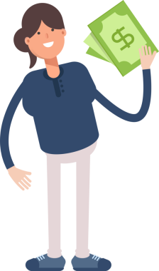 Kız Karakteri Dolarlık Banknotlar Tutuyor