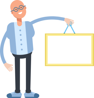 Kel Adam Karakteri Çizgi Film Çizimi