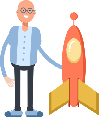 Kel Adam Karakteri Çizgi Film Çizimi