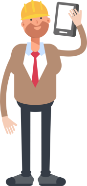 Akıllı telefondan konuşan Mühendis Karakteri