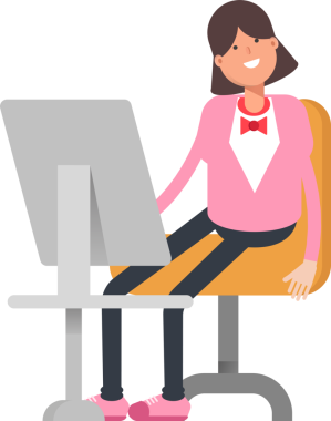 Masaüstünde Çalışan Kadın Karakteri