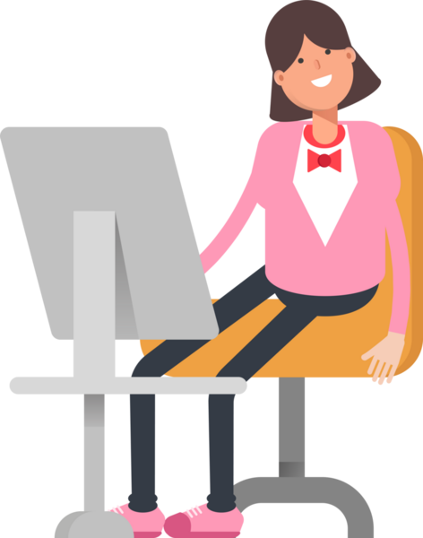 Masaüstünde Çalışan Kadın Karakteri