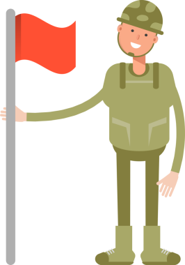 Asker Karakteri Bayrak Tutuyor
