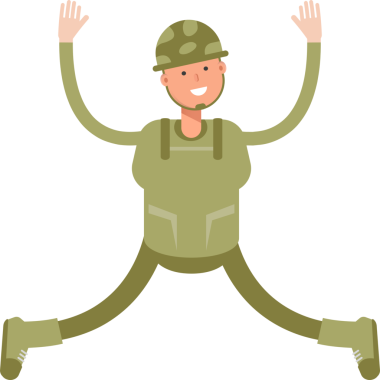 Asker Karakteri Rahatlıyor ve Zıplıyor