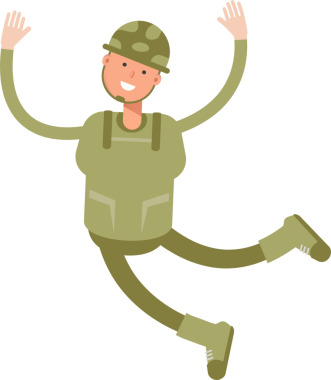 Asker Karakteri Rahatlıyor ve Zıplıyor