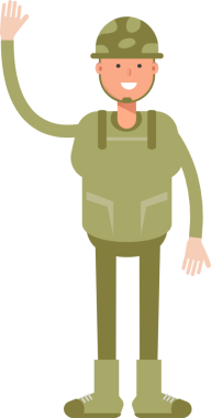 Asker Karakteri Clipart 'ı selamlıyor