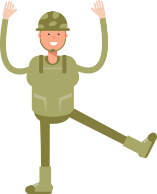 Asker Karakteri Rahatlatıcı Çizim