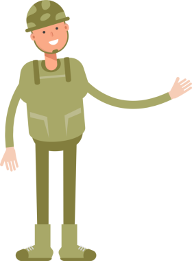 Asker Karakteri Elektrik Eklentisi Tutuyor