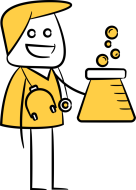 Doktor Karakter Tutucu Laboratuar Şişesi İllüstrasyonu