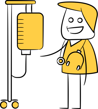 Doktor Karakter ve İnfüzyon Şişesi İllüstrasyonu 