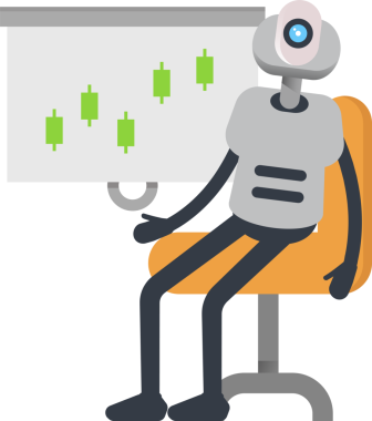 Robot Karakteri Candlestick Çizelgesini Sunar