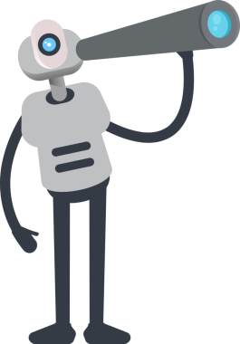 Dürbün kullanan Robot Karakteri