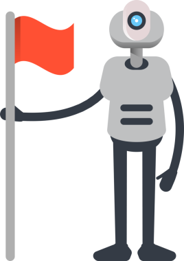 Robot Karakteri Bayrak Tutuyor