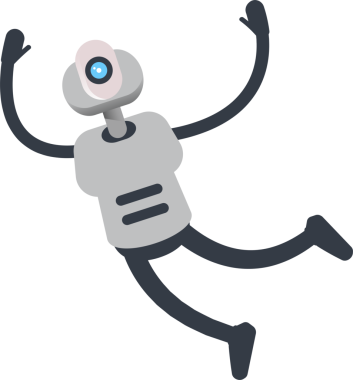 Robot Karakteri Rahatlıyor ve Zıplıyor