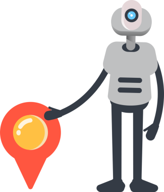 Robot Karakteri ve Konum İğnesi