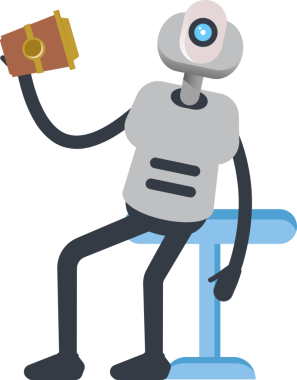 Robot Karakteri Kahve İçiyor