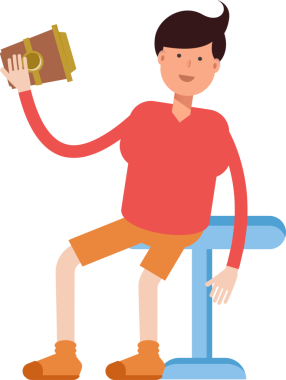 Erkek Öğrenci Karakteri Çizimi