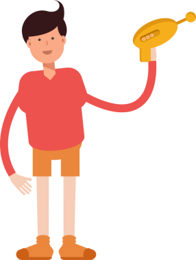 Erkek Öğrenci Karakteri Çizimi