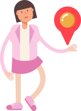 Ofis Kadını Karakteri Harita İğnesi Tutuyor