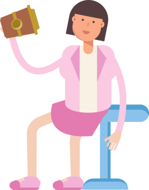 Ofis Kadını Karakteri Kahve İçiyor