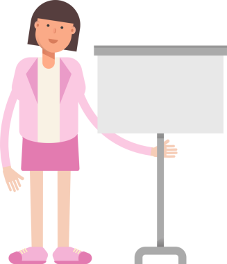 Ofis Kadını Karakteri Sunar Beyaz Tahta