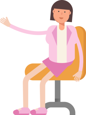 Ofis Kadın Karakteri Ofis Sandalyesinde Oturuyor