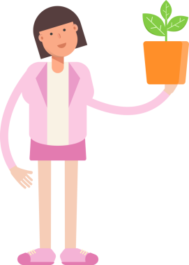 Ofis Kadını Karakteri Bitki Saksısı