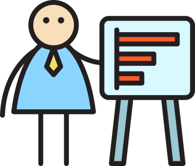 İş adamı Çubuk Grafik Şeklini Sunar