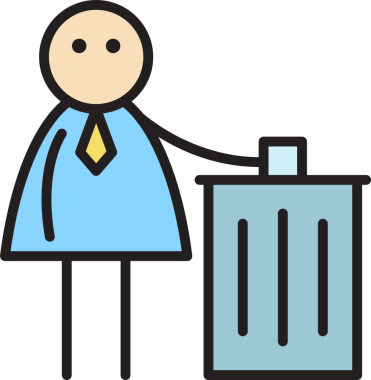 İş adamı ve çöp kutusu figürü