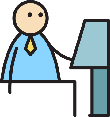 Bilgisayar Çubuğu Figürü üzerinde çalışan İşadamı