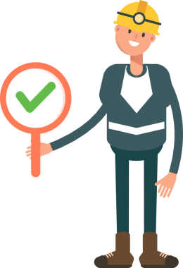 Madenci Karakteri Denetim İşaretini Gösteriyor