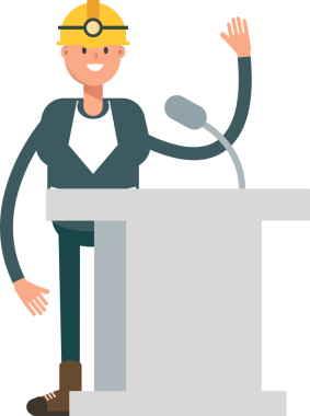 Madenci Karakteri Kürsüde Konuşuyor