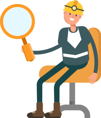 Madenci Karakteri Oturma ve Tutma Büyüteci