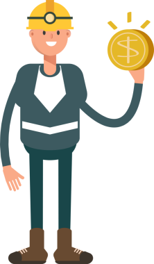 Madenci Karakteri Doları Tutuyor