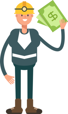 Madenci Karakteri Dolarlık Banknotları Tutuyor