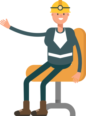 Ofis Sandalyesinde Oturan Madenci Karakteri