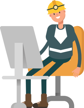 Masaüstünde Çalışan Madenci Karakteri