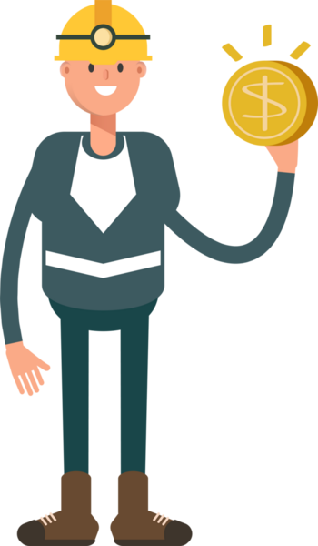 Madenci Karakteri Doları Tutuyor