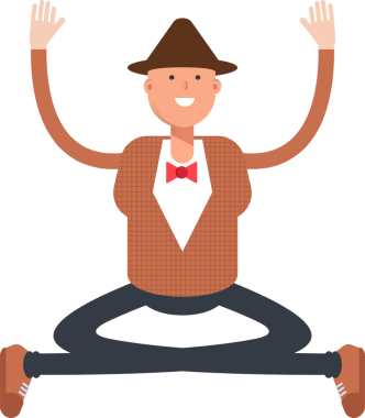 Şapkalı ve papyonlu adam karakter çizimi yapıyor.