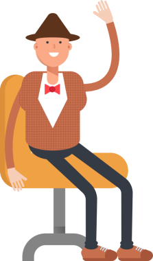 Şapkalı ve papyonlu adam karakter çizimi yapıyor.