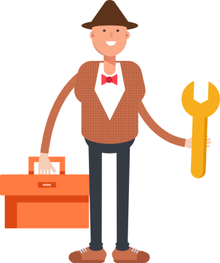 Şapkalı ve papyonlu adam karakter çizimi yapıyor.