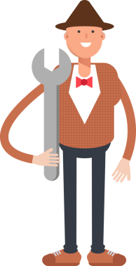 Şapkalı ve papyonlu adam karakter çizimi yapıyor.