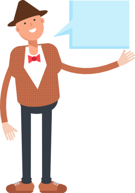 Şapkalı ve papyonlu adam karakter çizimi yapıyor.