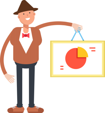 Şapkalı ve papyonlu adam karakter çizimi yapıyor.