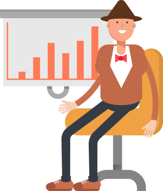 Şapkalı ve papyonlu adam karakter çizimi yapıyor.