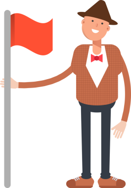 Şapkalı ve papyonlu adam karakter çizimi yapıyor.