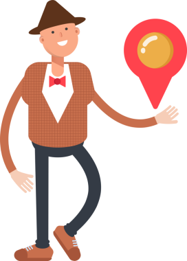 Şapkalı ve papyonlu adam karakter çizimi yapıyor.