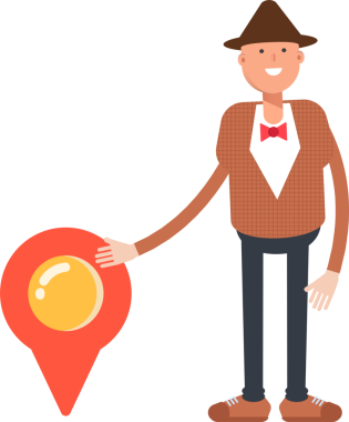 Şapkalı ve papyonlu adam karakter çizimi yapıyor.